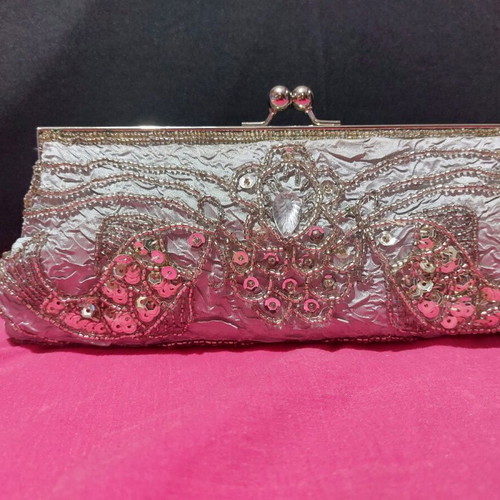 Silver hand bag used with stones and beads