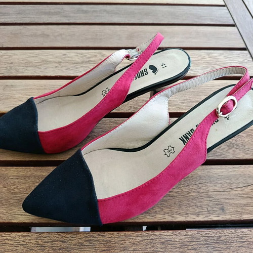Slingback shoes two-tone (red-black) new size 41