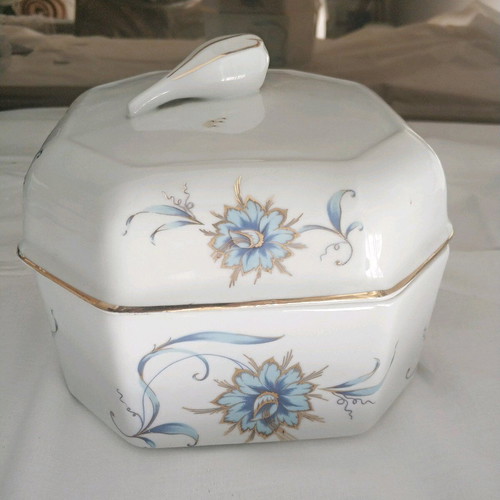 Limoges porcelain vintage fondue bowl with 24K gold finish like new