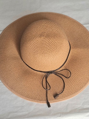 Straw women's hat new with brim, beige-brown