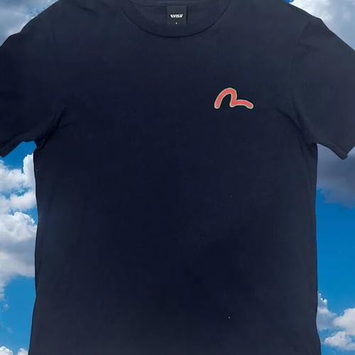Evisu Graphic T-Shirt Navy Blue Size M Very Good Condition