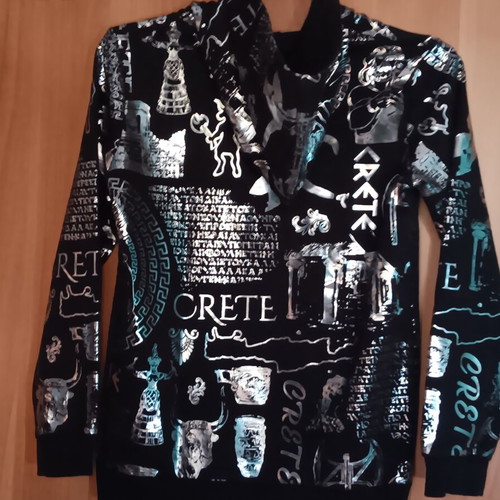 Greek mythology park hoodie for kids 10-12 years, black and silver