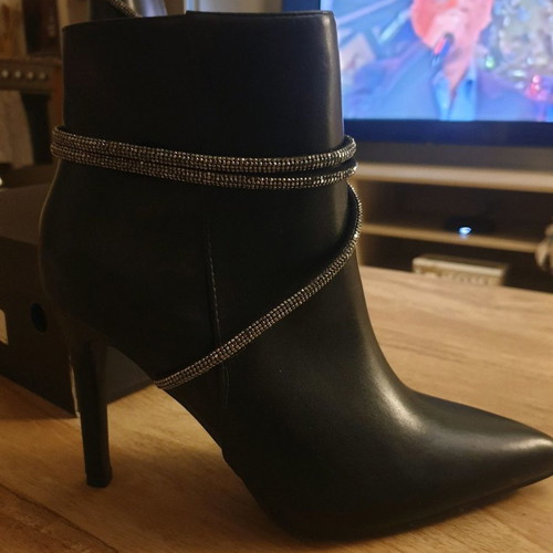 Black ankle boots with rhinestones new, size 39