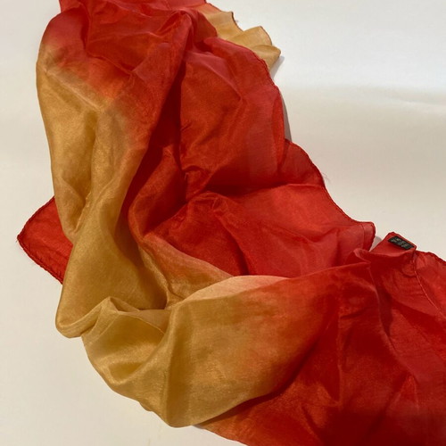 Silk scarf red-gold ombre new, 100% silk