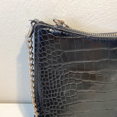 Zara black shoulder bag with silver chain strap