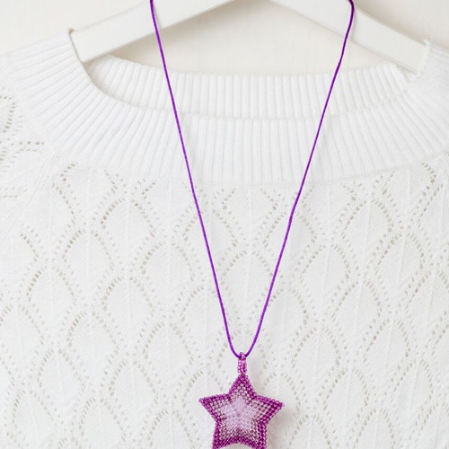 Star necklace made to order with pink and purple Delica beads
