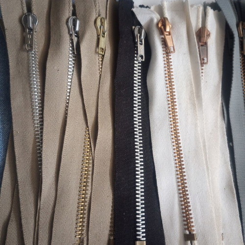 Set of 23 Metal Zippers Vintage New Old Stock, 16 cm, Various Colors