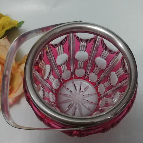 Val Saint Lambert Art Deco ice bucket used, lead crystal 1930s-50s