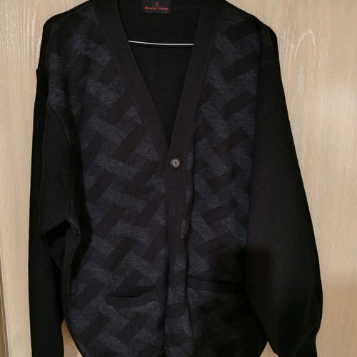 Men's cardigan new, 50% wool, size L, black