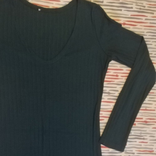 Rib mini dress dark green new
