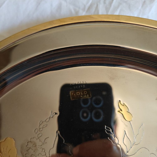 Silver Serving Tray with 24 Carat Gold Details unused