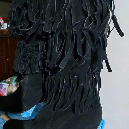 Leather suede boots like new, black, size 36
