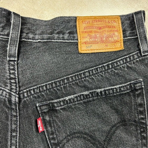 Levi's 501 Premium Black Cutoff Denim Shorts used, high rise, distressed