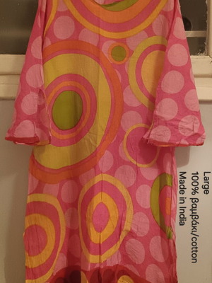 Kaftan 100% cotton made in India like new, pink multicolor