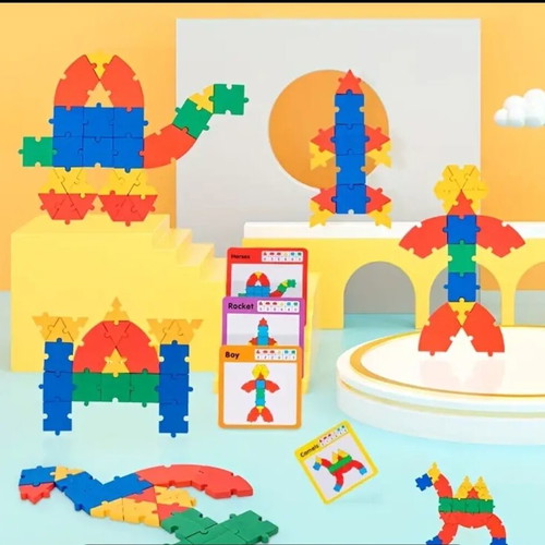 Creative wooden puzzle for kids, educational game with alphabet and numbers