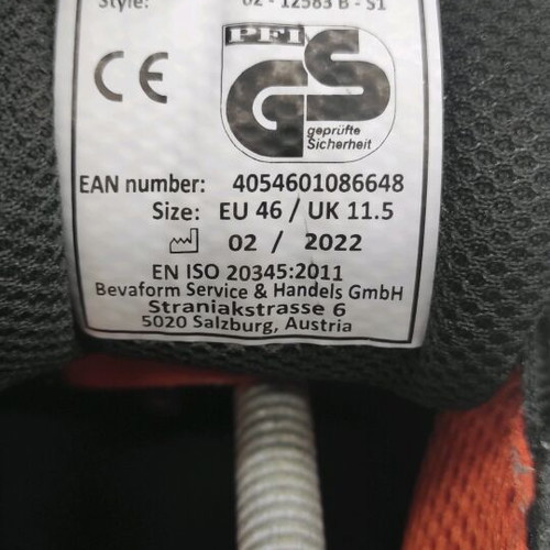Parkside S1 Safety Shoes size 46 like new, black