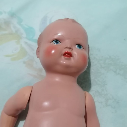 Vintage German Celluloid Minerva 20 Doll Baby Boy used, 1950s