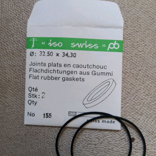 Iso Swiss flat gaskets new, set of 2 for watch