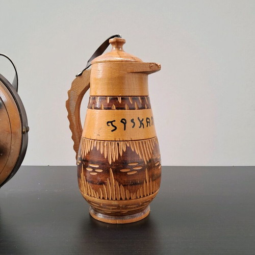 Wooden jug and flask vintage, like new
