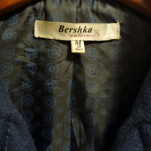 Bershka short coat used, size M, navy blue