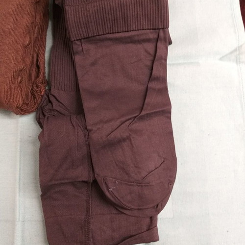 Thick tights new, brown knitted, blue and dark gray smooth, medium, pack of 3