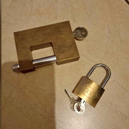 Lock set with padlock and small lock with keys used