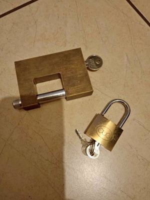 Lock set with padlock and small lock with keys used
