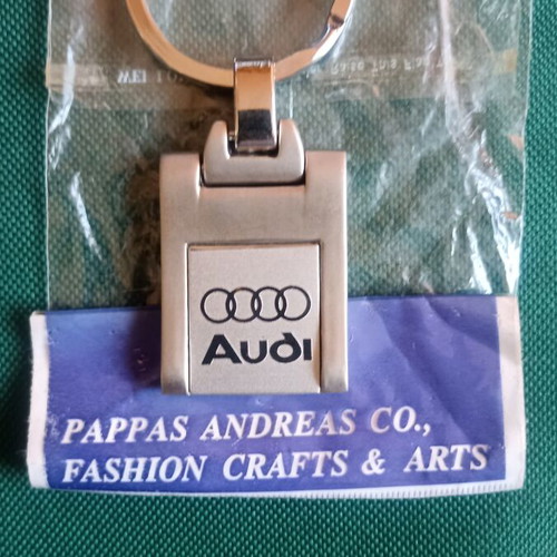 Vintage Audi metallic keychain, New Old Stock (NOS), 33g curved design