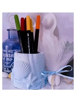Handmade bombonieres with ceramic pencil holder, custom colors