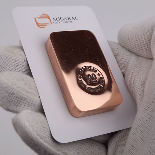 Investment copper bar 999 pure 100 g with certificate new