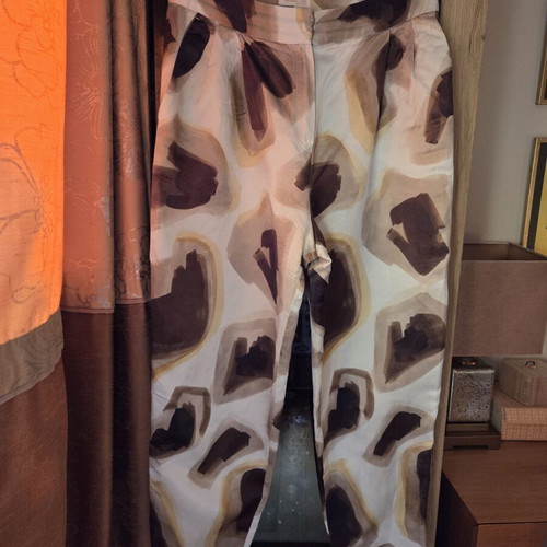 Silk pants Massimo Dutti Limited Edition like new, beige and brown, size L