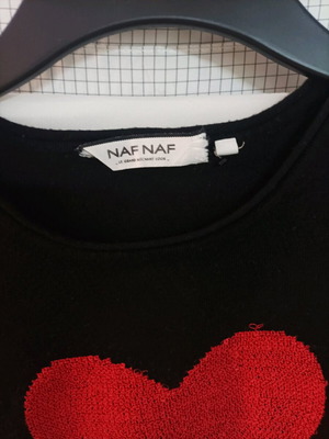 Naf Naf knitted sweater like new with red heart and buttons
