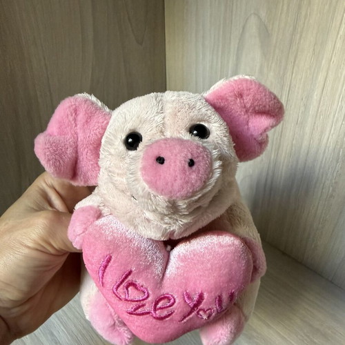 Small pink plush pig toy