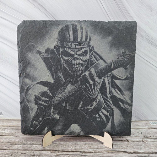 Engraved Iron Maiden volcanic stone tile new