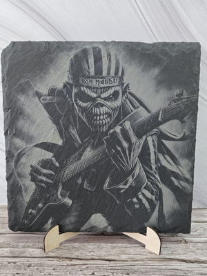 Engraved Iron Maiden volcanic stone tile new