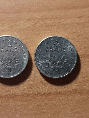 Συλλογή νομισμάτων μεταχειρισμένη από τη Γαλλία 1/2 Franc και 1 Centime