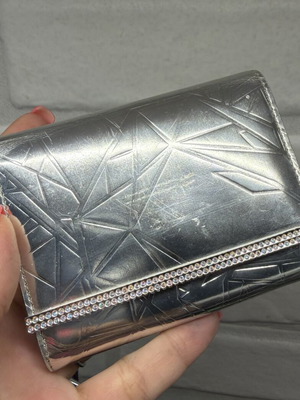 Swarovski Small Wallet, silver with crystal detailing