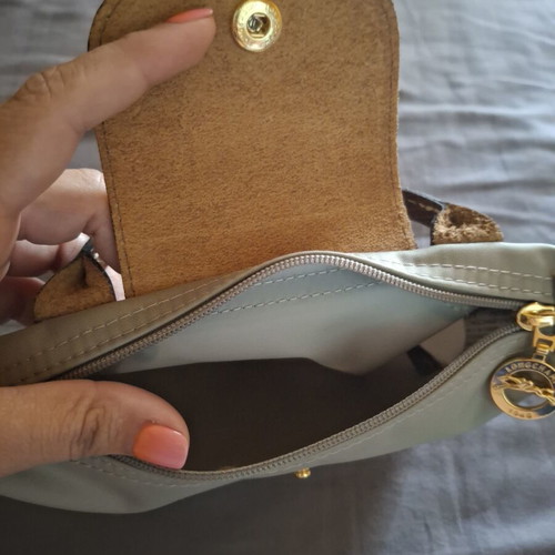 Longchamp handbag like new, gray with bag charm