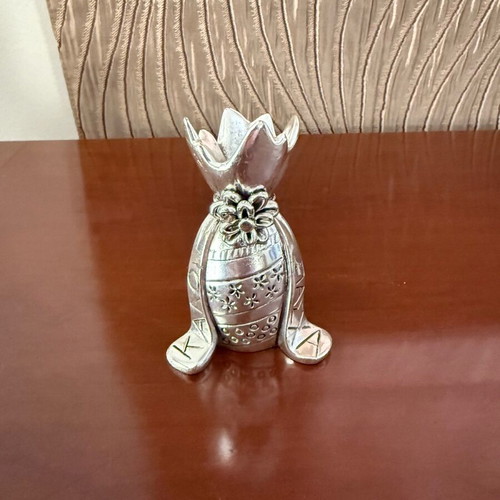 Decorative vase like new with silver plated leaf and embossed designs