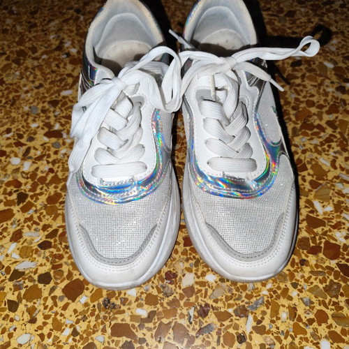 Women's athletic shoes size 37 white silver used