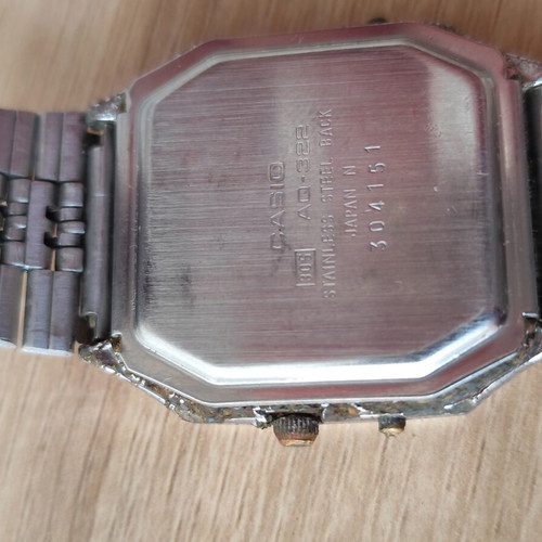 Casio AQ-322 vintage analog-digital watch used, gray and silver