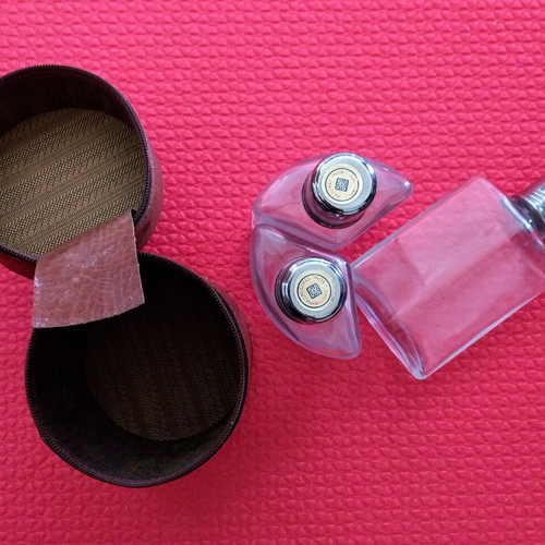 Flask with leather case like new and three bottles