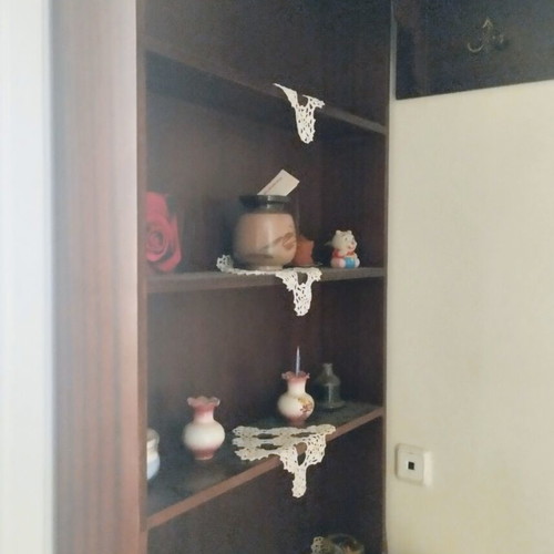 Classic Walnut Hall Cabinet with Shelves and Cupboards used
