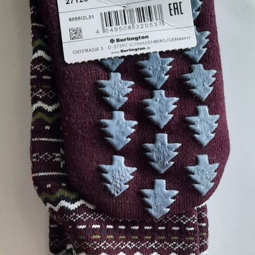 Burlington women's anti-slip socks new, size 36-41, jacquard burgundy-purple