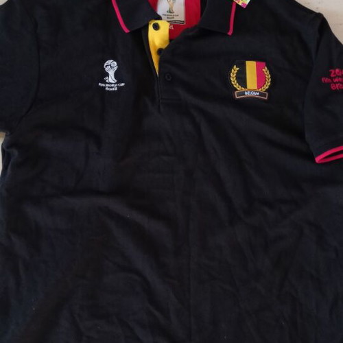 Fifa World Cup 2014 men's black polo shirt Belgium new