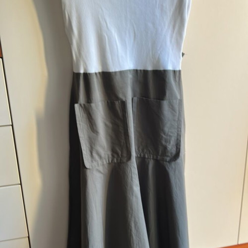 Zara midi dress like new, contrast khaki and white, size L