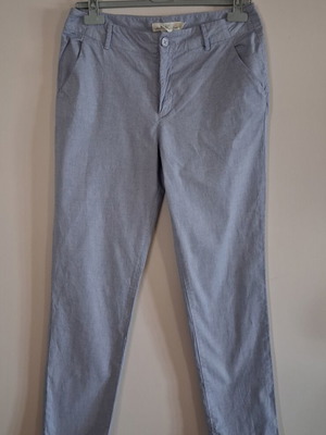 H&M L.O.G.G. women's pants with subtle thin stripe, blue