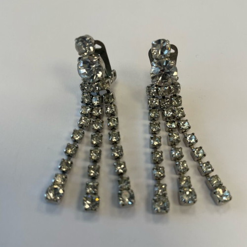 Vintage evening earrings with Swarovski crystals like new, silver