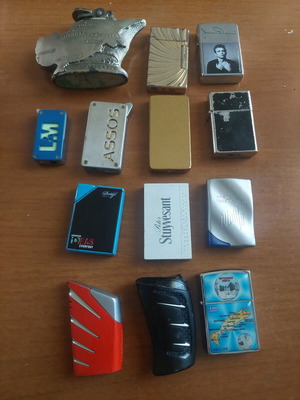 Collection of used collectible lighters