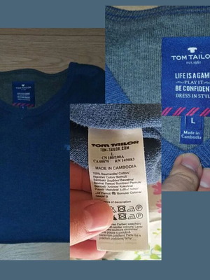 Ανδρικό πουλόβερ Tom Tailor καινούργιο, σκούρο μπλε, μέγεθος M/L